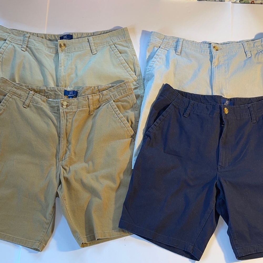 George Men's Flat Front Shorts - Navy, 2 Khaki, Light Gray lot of 4 NWOT